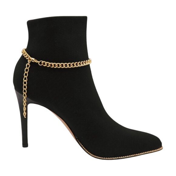 NEW Women Gold Metal Western Boot Chain Bracelet Anklet Shoe 3 Circles Charm SET - Picture 10 of 17